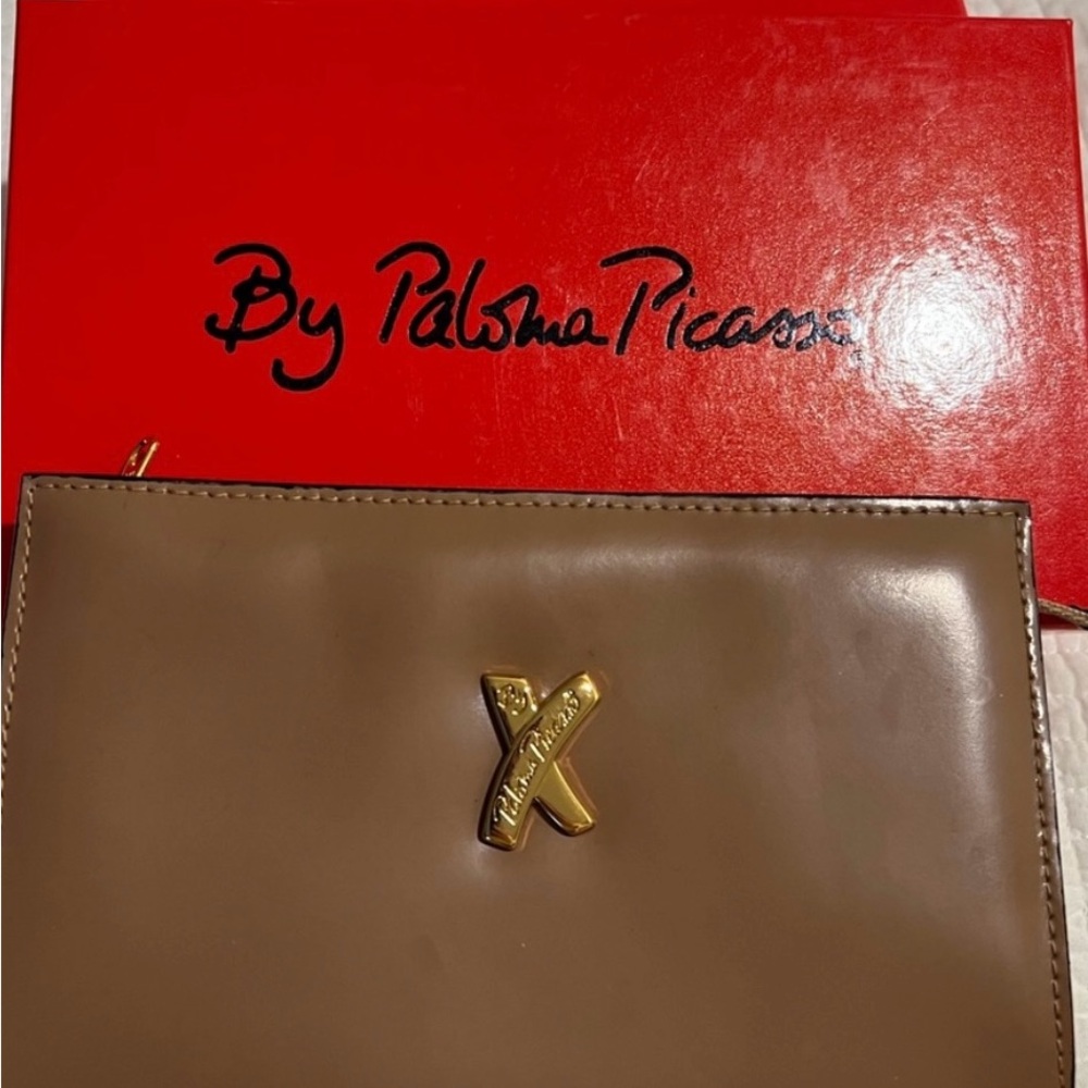 Paloma Picasso Beige Clutch with Gold Detail